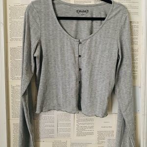 mudd long sleeve button top